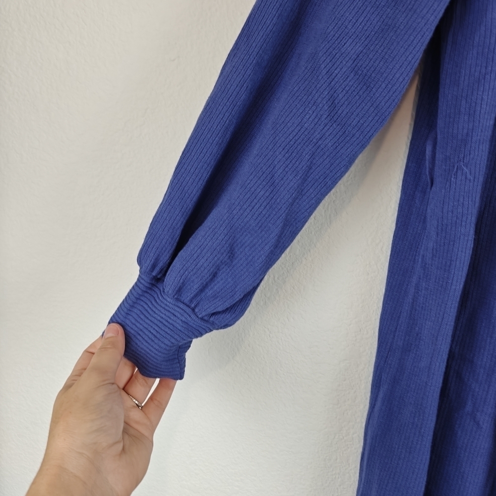 MISOOK Textured Relaxed Ribbed Recycled Knit Duster Cardigan In Blue Size Small - Picture 7 of 15